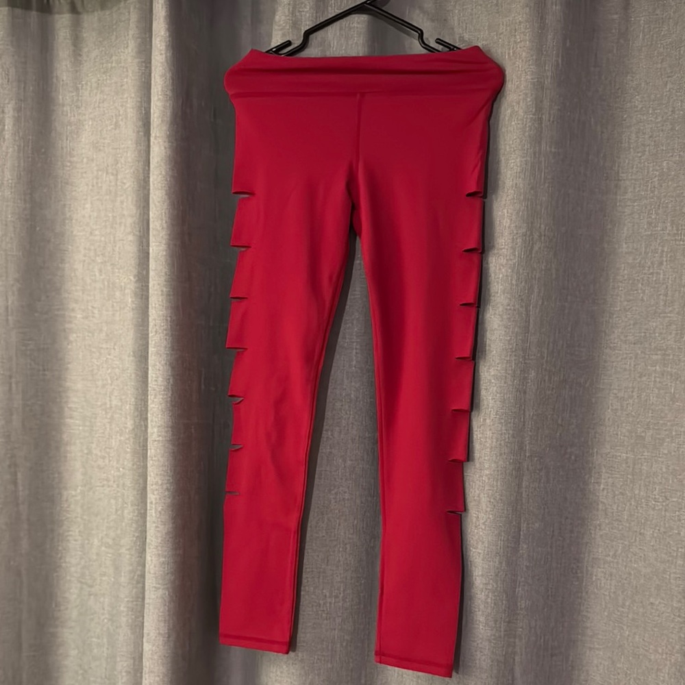 Red Leggings with Side Cutouts